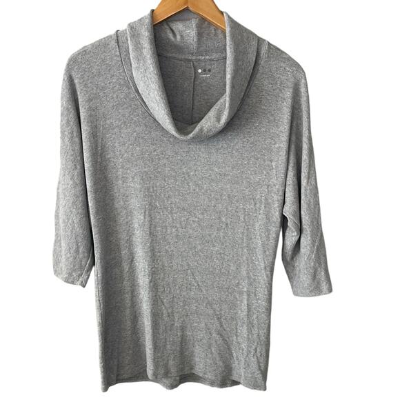 Three Dots Ribbed Cowl Neck 3/4 Sleeve Top Sweater Gray Womens size Small - Picture 1 of 7
